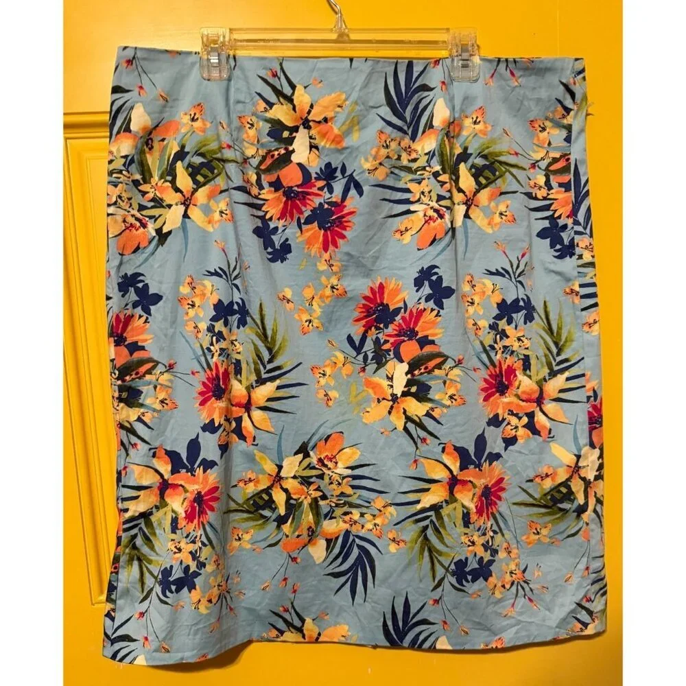 Talbots Floral Tropical Skirt Women’s‎ Size 18W Vacation Resortwear